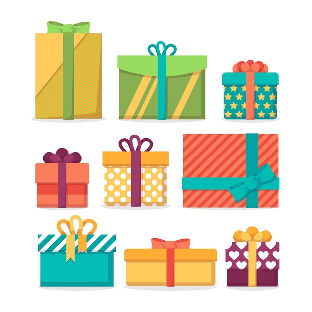 Coleção de presente de Natal em design plano