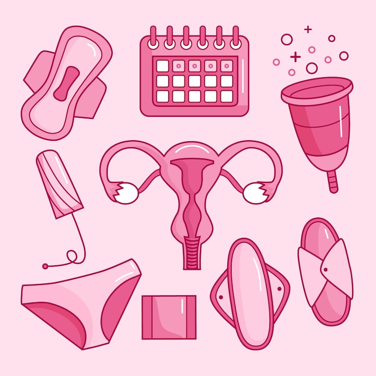 Vetor grátis coleção de produtos de higiene feminina