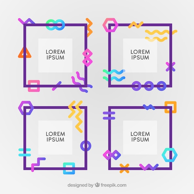 Coleção de quadros coloridos com formas geométricas