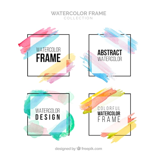 Coleção de quadros coloridos em aquarela