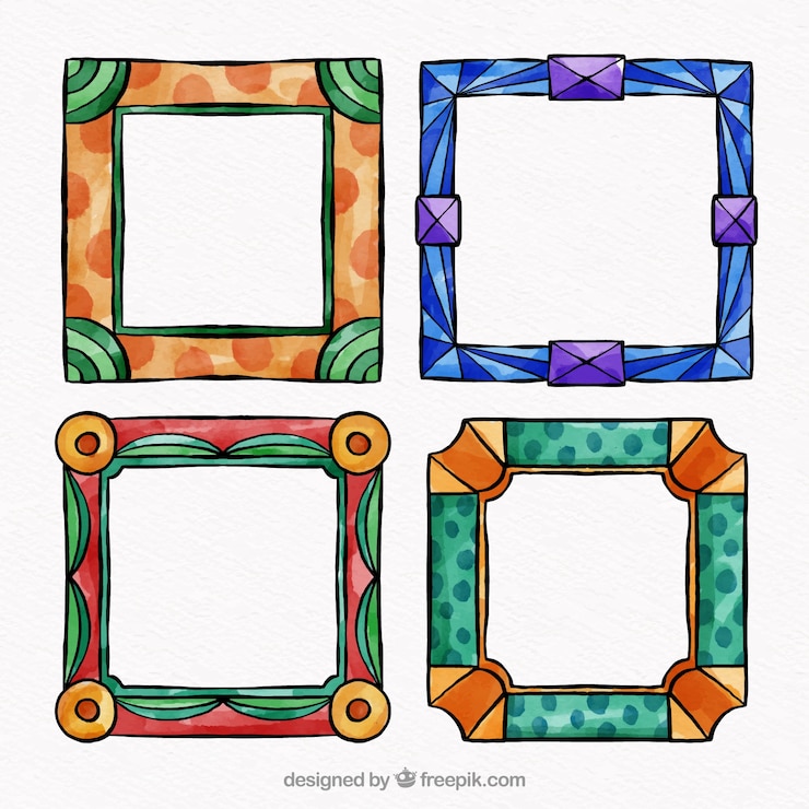 Vetor grátis coleção de quadros coloridos em aquarela