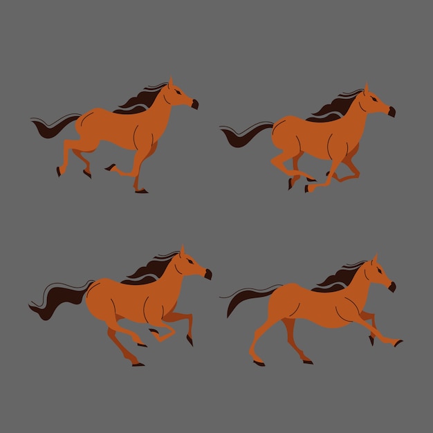 Desenho vetorial simples de um cavalo caminhando calmamente para a frente