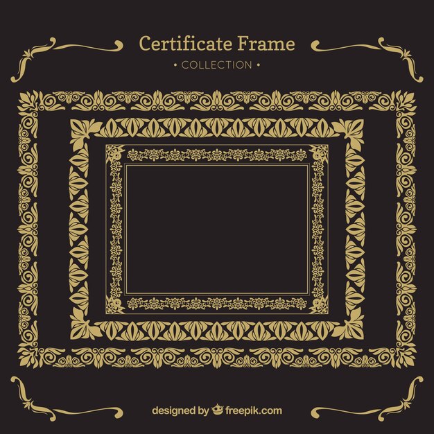 Coleção de quadros de certificado com ornamentos vintage