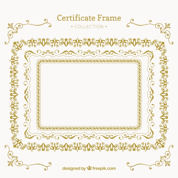 Vetor grátis coleção de quadros de certificado com ornamentos vintage