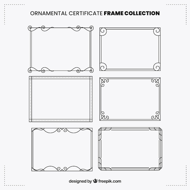 Vetor grátis coleção de quadros de certificado com ornamentos