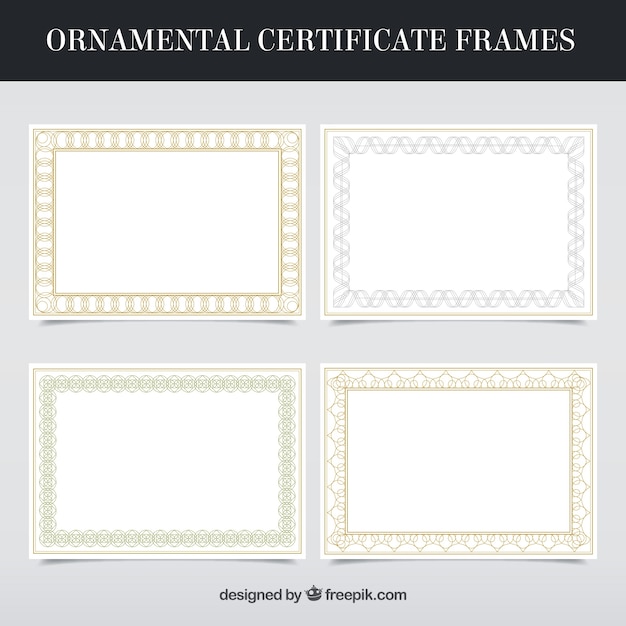 Vetor grátis coleção de quadros de certificado em estilo ornamental