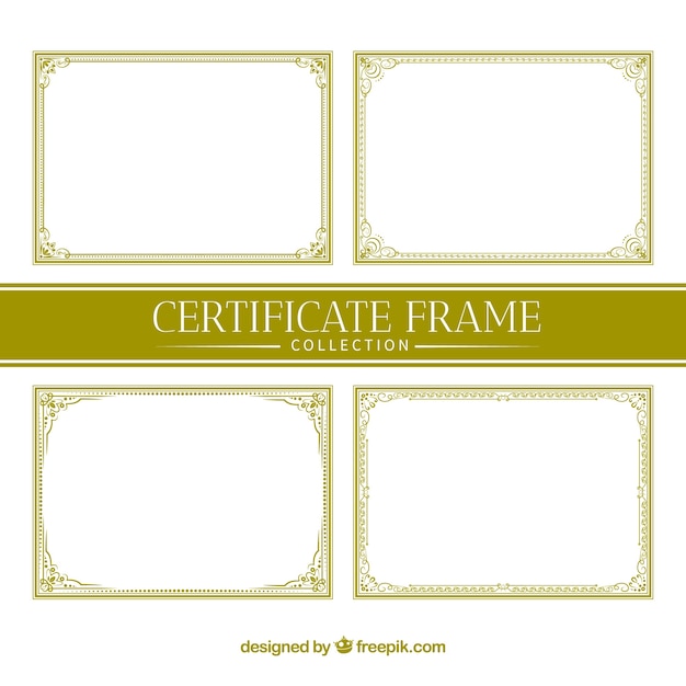 Coleção de quadros de certificado ornamental