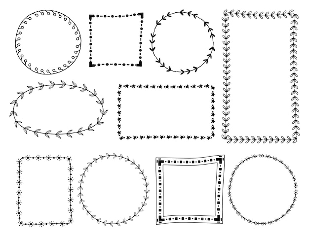 Vetor grátis coleção de quadros de doodle desenhado à mão