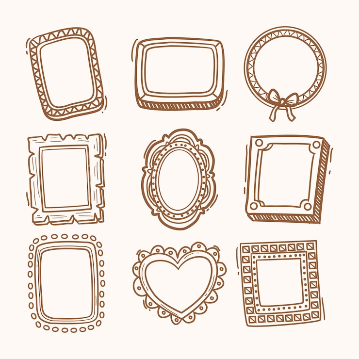 Vetor grátis coleção de quadros de doodle desenhado à mão