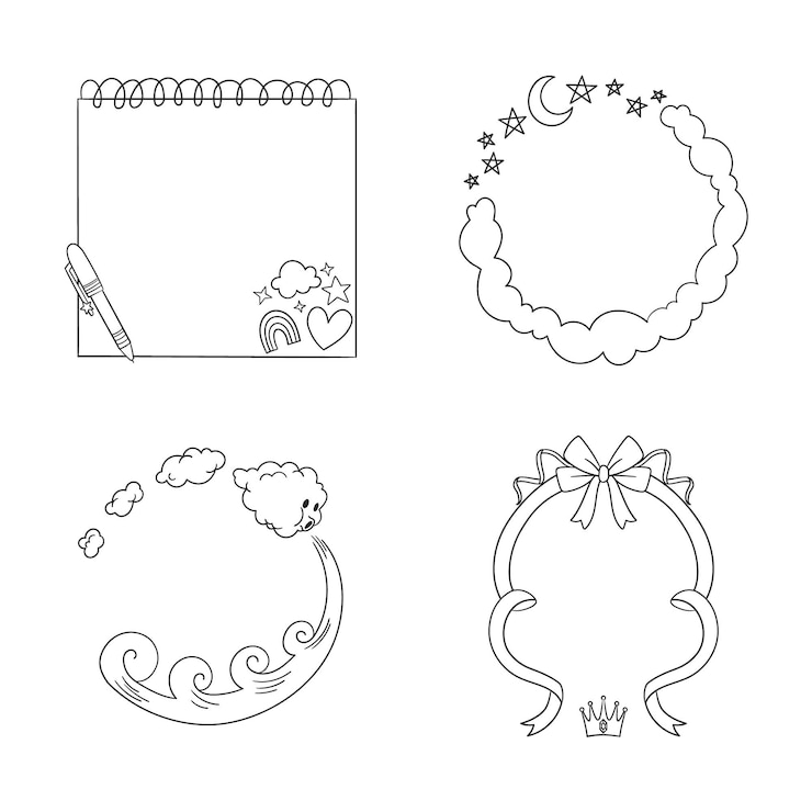 Vetor grátis coleção de quadros de doodle desenhado à mão
