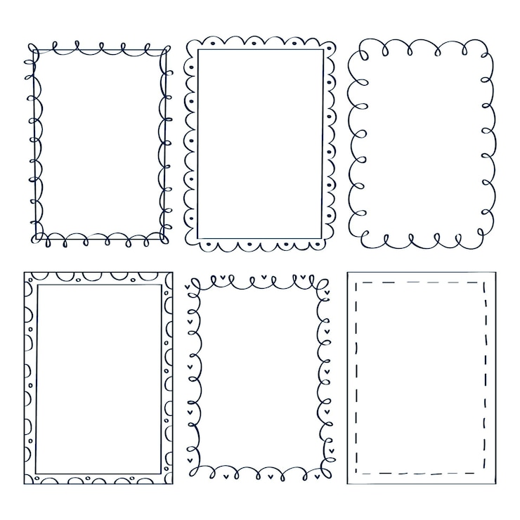 Vetor grátis coleção de quadros de doodle desenhado à mão