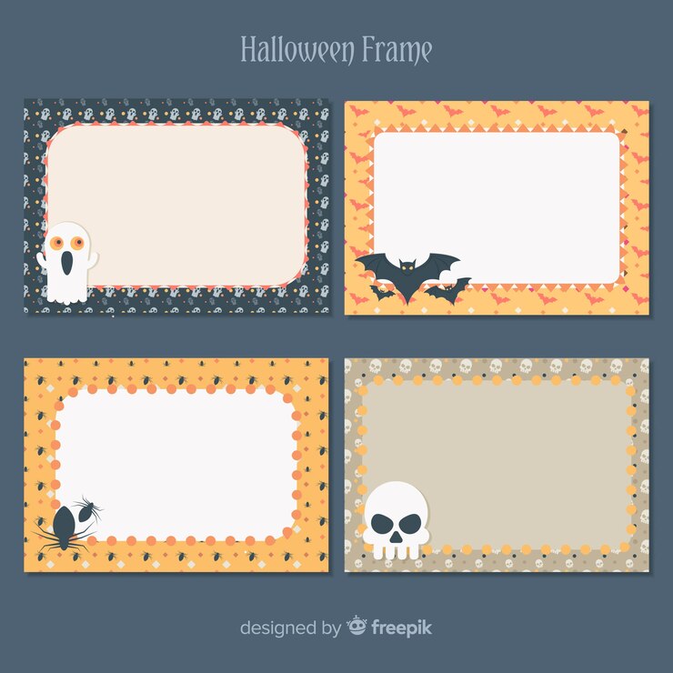 Vetor grátis coleção de quadros de halloween com design plano