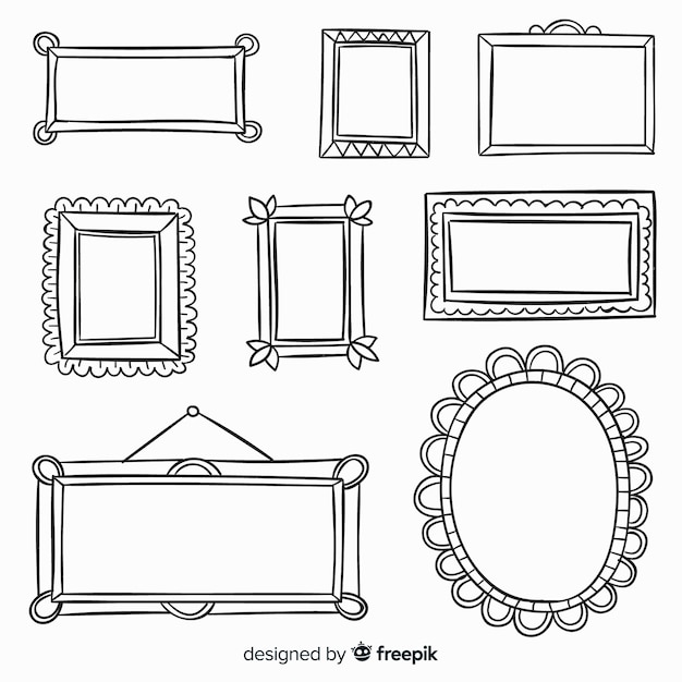 Coleção de quadros decorativos desenhados à mão