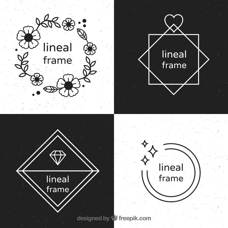 Vetor grátis coleção de quadros em estilo linear