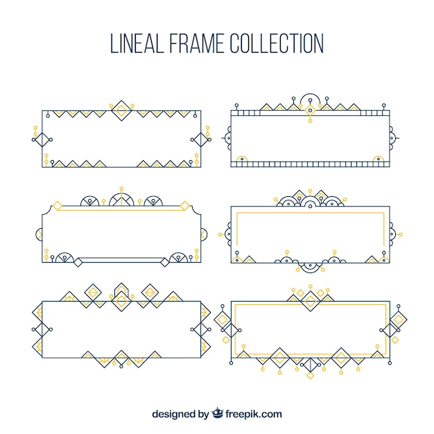 Vetor grátis coleção de quadros lineares com ornamentos