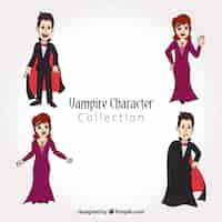 Vetor grátis coleção de quatro vampiros desenhados a mão