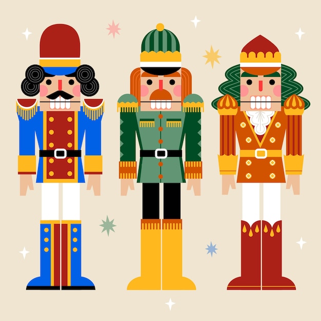 Coleção de quebra-nozes de natal desenhada à mão