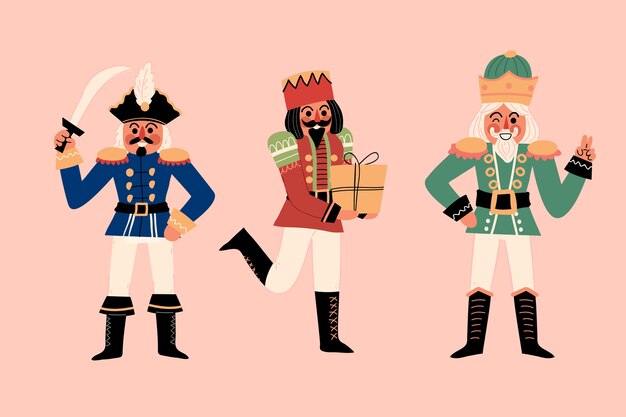 Coleção de quebra-nozes de Natal desenhada à mão