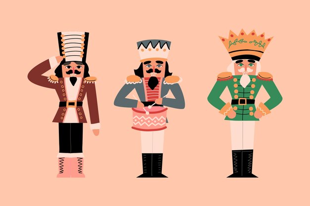 Coleção de quebra-nozes de Natal desenhada à mão
