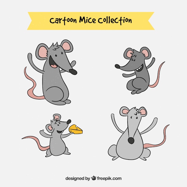 Vetor grátis coleção de ratos cartoon