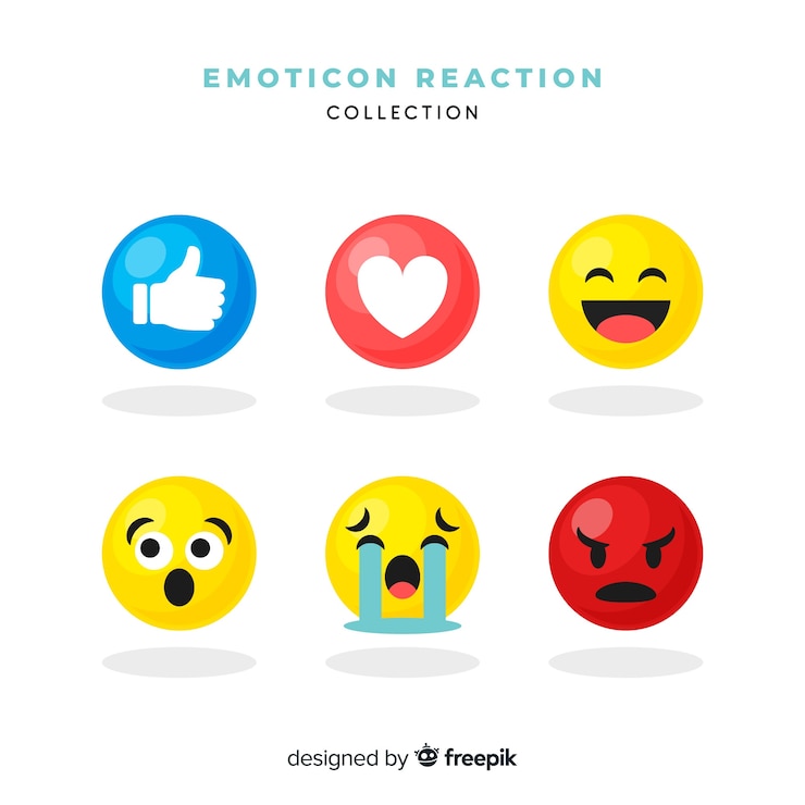 Vetor grátis coleção de reação plana emoticon