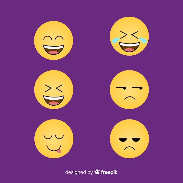 Vetor grátis coleção de reação plana emoticon