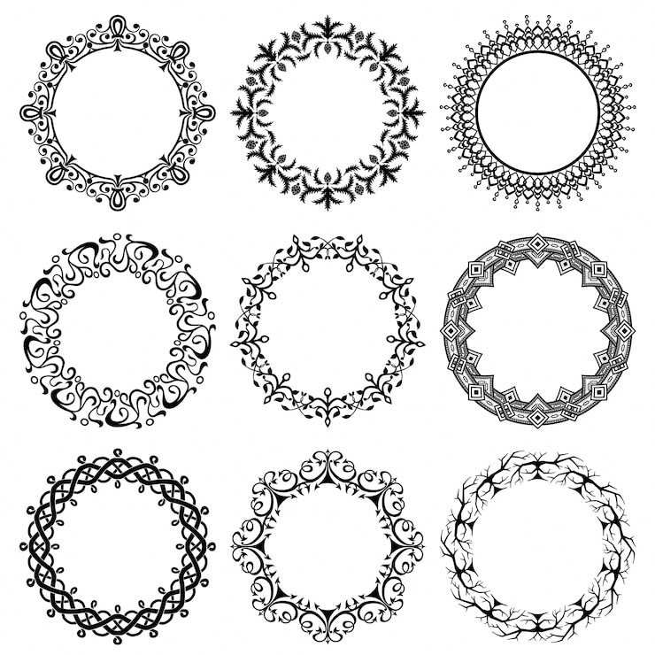 Vetor grátis coleção de rodada vector frames do vintage