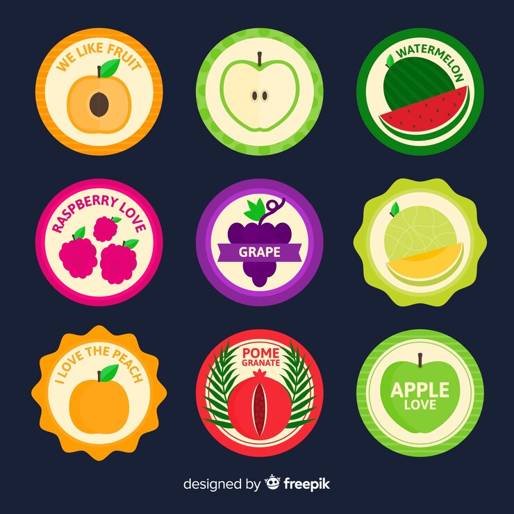 Vetor grátis coleção de rótulo de frutas