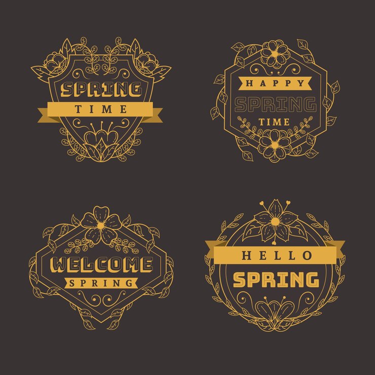 Vetor grátis coleção de rótulo / distintivo de primavera vintage
