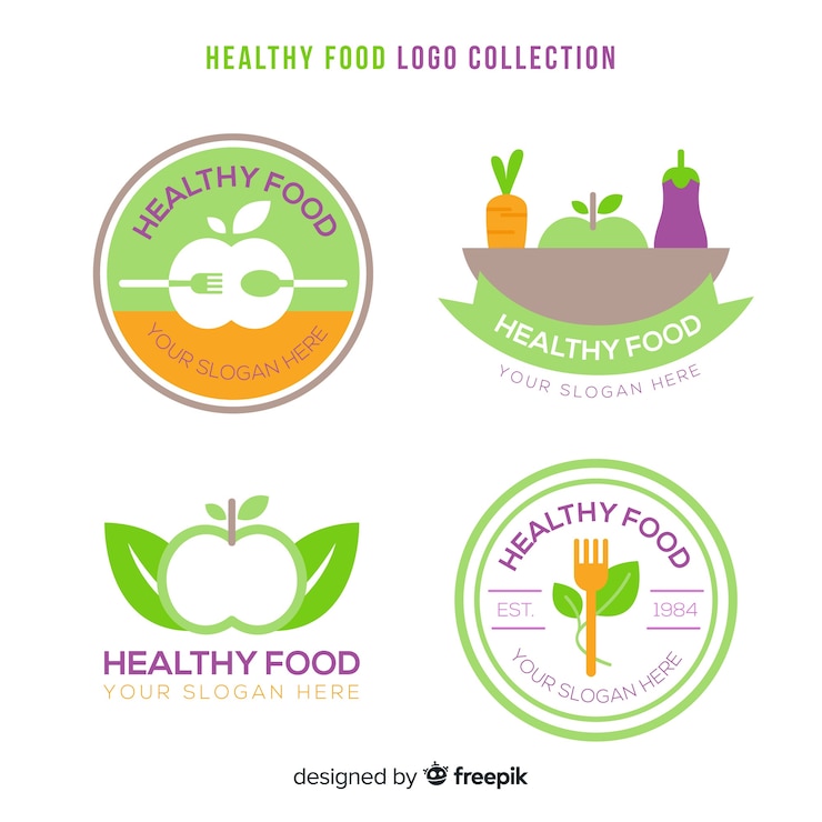 Vetor grátis coleção de rótulo simples de alimentos orgânicos