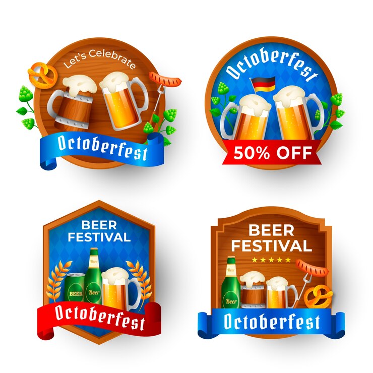 Vetor grátis coleção de rótulos da oktoberfest de gradiente