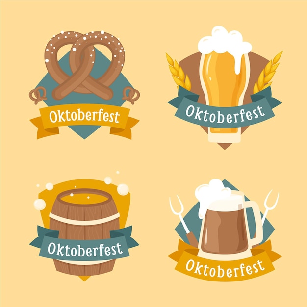 Vetor grátis coleção de rótulos da oktoberfest desenhada à mão