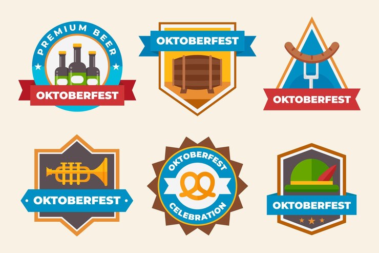 Vetor grátis coleção de rótulos da oktoberfest plana
