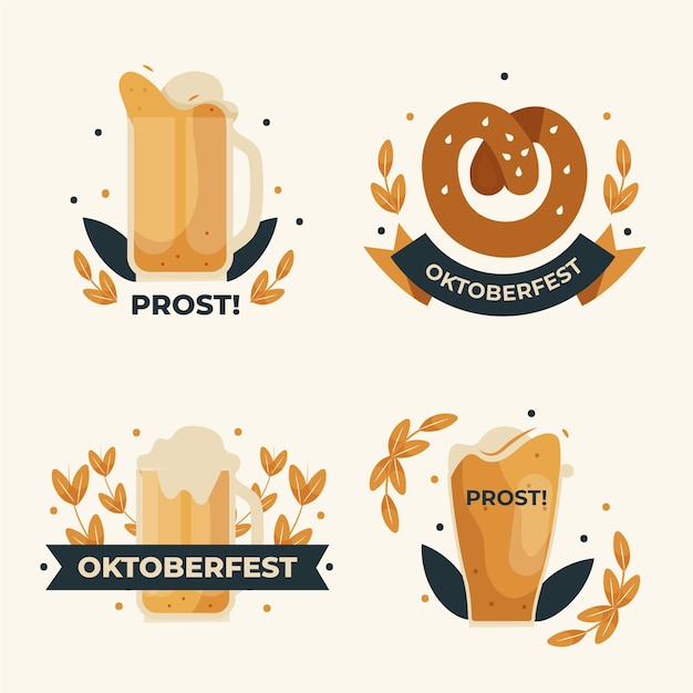 Vetor grátis coleção de rótulos da oktoberfest