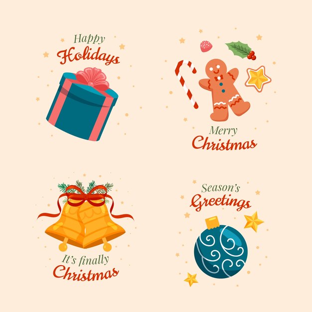 Coleção de rótulos de celebração de temporada de natal