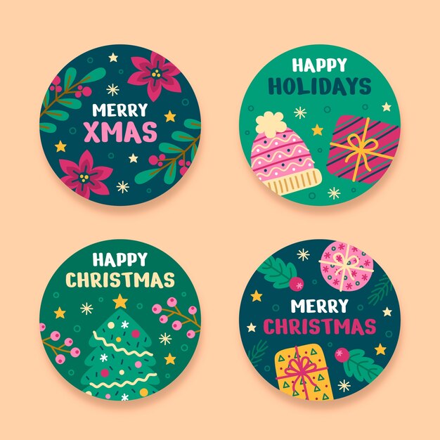 Coleção de rótulos de celebração de temporada de natal