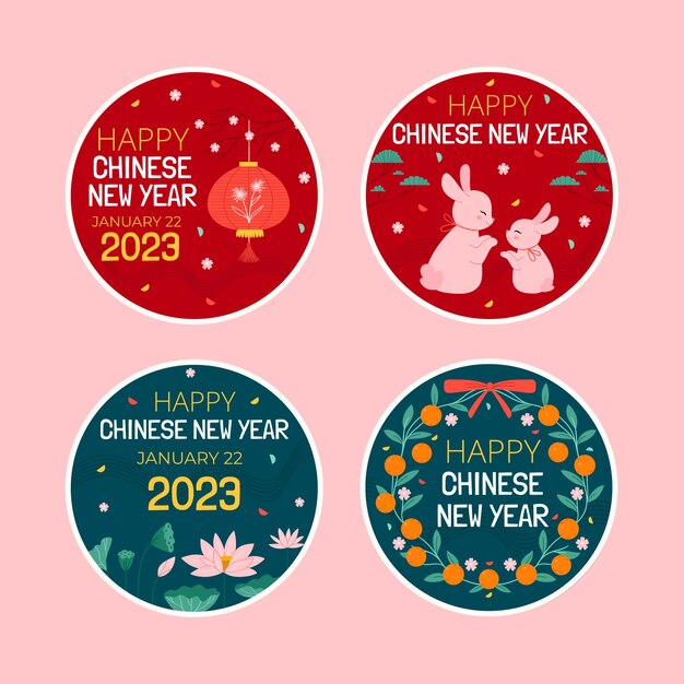 Coleção de rótulos de celebração do ano novo chinês