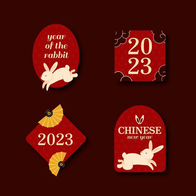 Coleção de rótulos de celebração do ano novo chinês