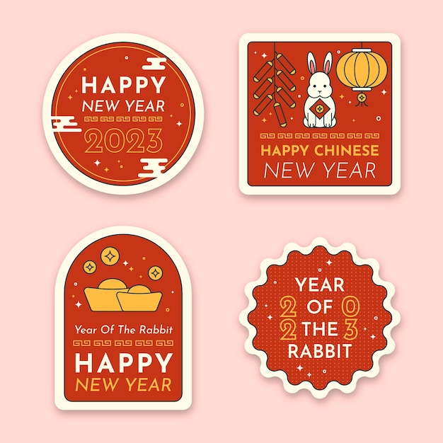 Vetor grátis coleção de rótulos de celebração do ano novo chinês