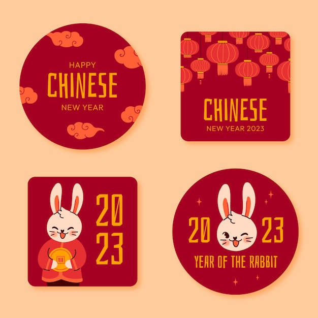 Coleção de rótulos de celebração do ano novo chinês