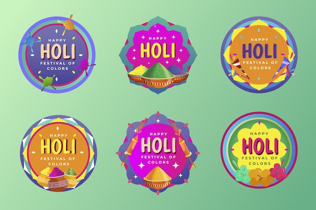 Coleção de rótulos de gradiente holi