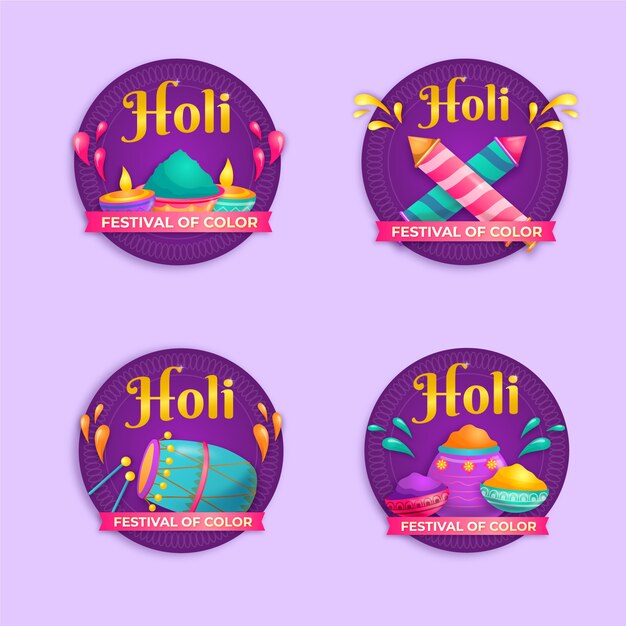 Coleção de rótulos de holi realista