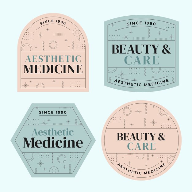 Coleção de rótulos de medicina estética e tratamento