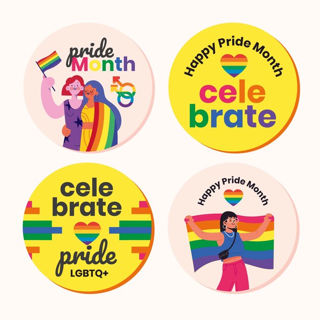Coleção de rótulos de mês de orgulho plano