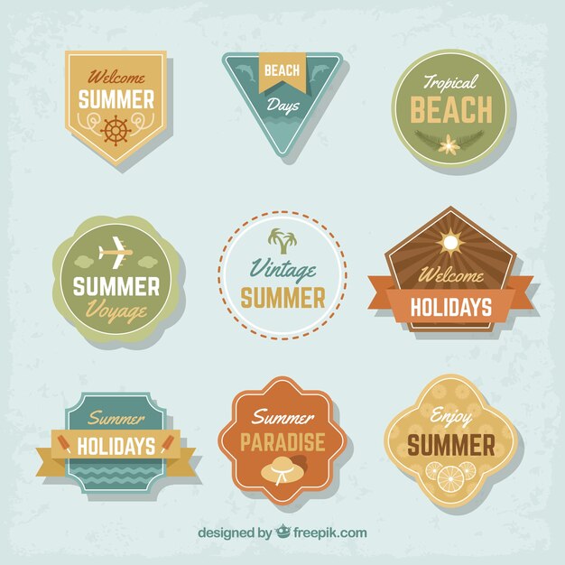 Coleção de rótulos de verão em estilo vintage