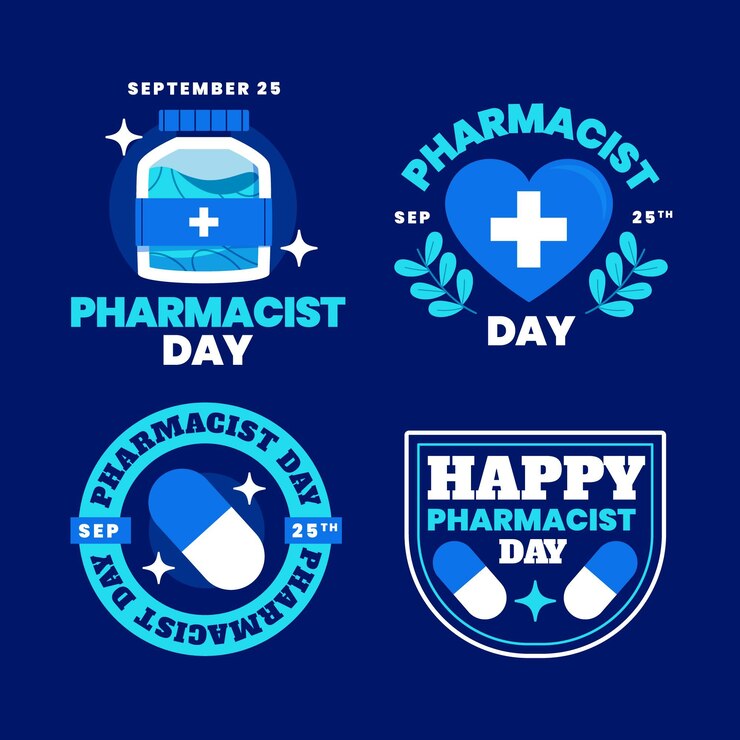 Vetor grátis coleção de rótulos do dia do farmacêutico
