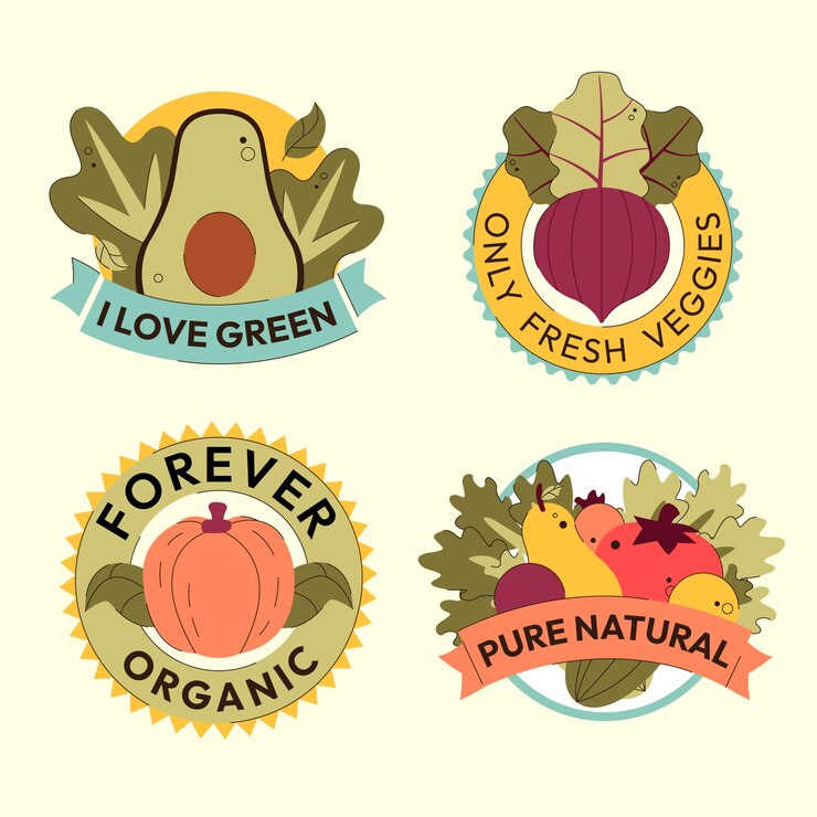 Coleção de rótulos do dia vegetariano do mundo plano