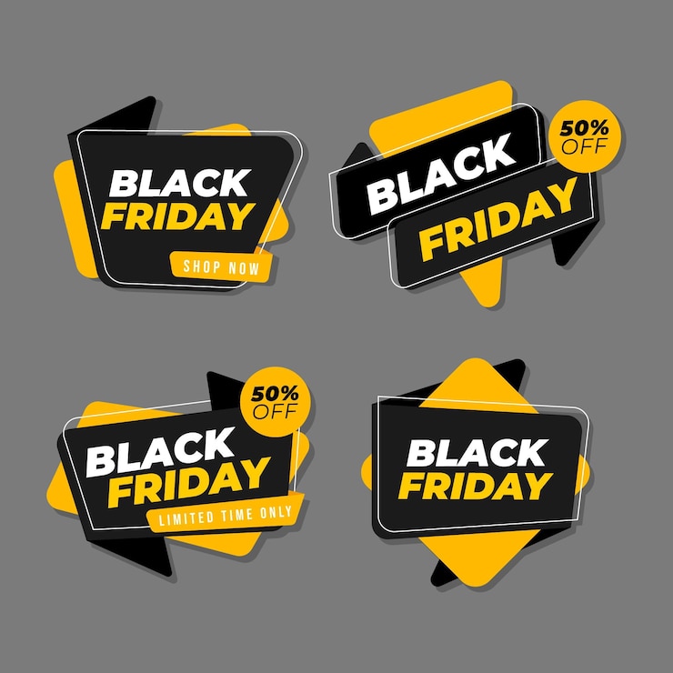 Vetor grátis coleção de rótulos flat black friday