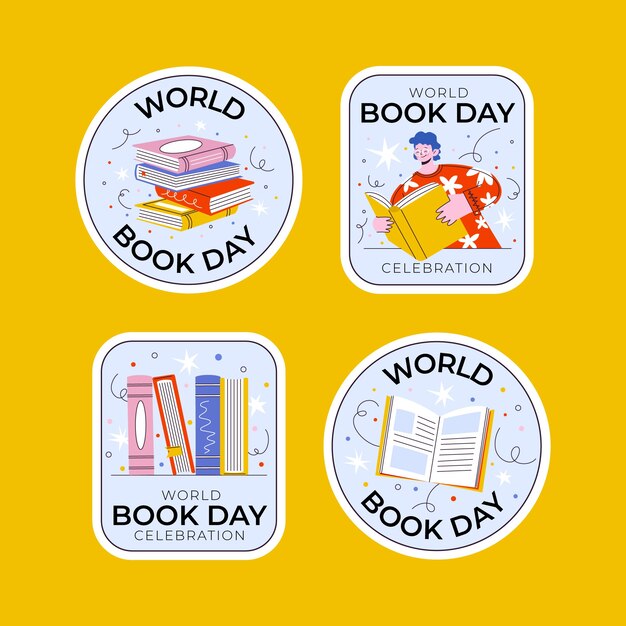 Coleção de rótulos para celebração do dia mundial do livro