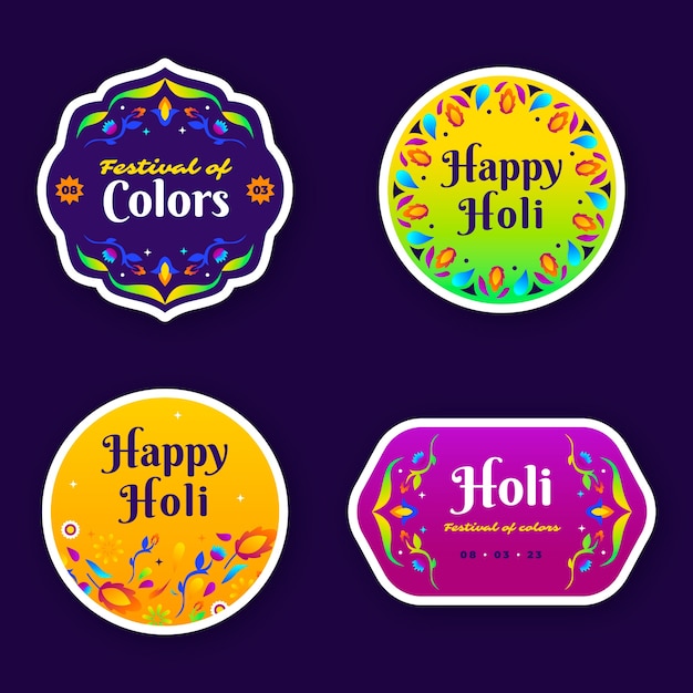 Coleção de rótulos para celebração do festival holi